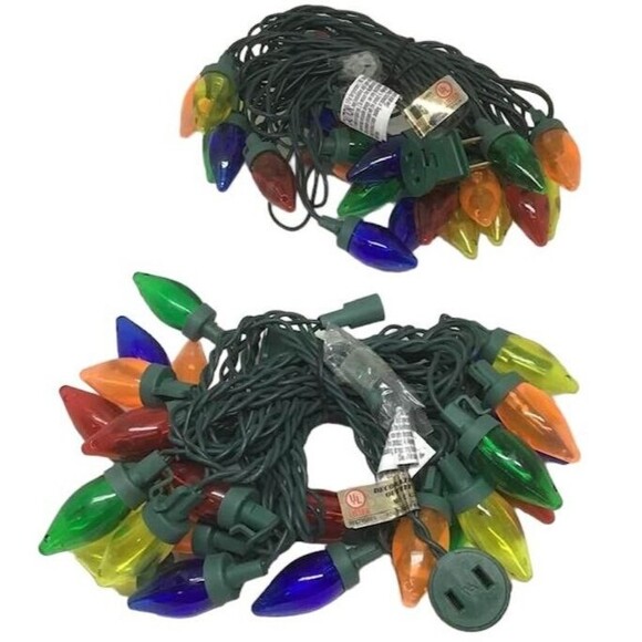 LED Lights Christmas Multi Color C7 Super Bright 50 2 Sets Holiday Times Retro - Picture 1 of 5